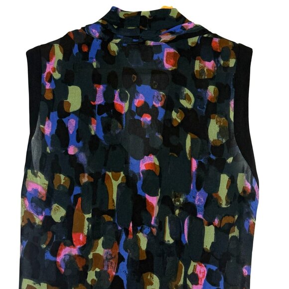 Cabi Sleeveless Flaunt Blouse Sz Medium Surplice Neckline Abstract Print Draped - Picture 8 of 11